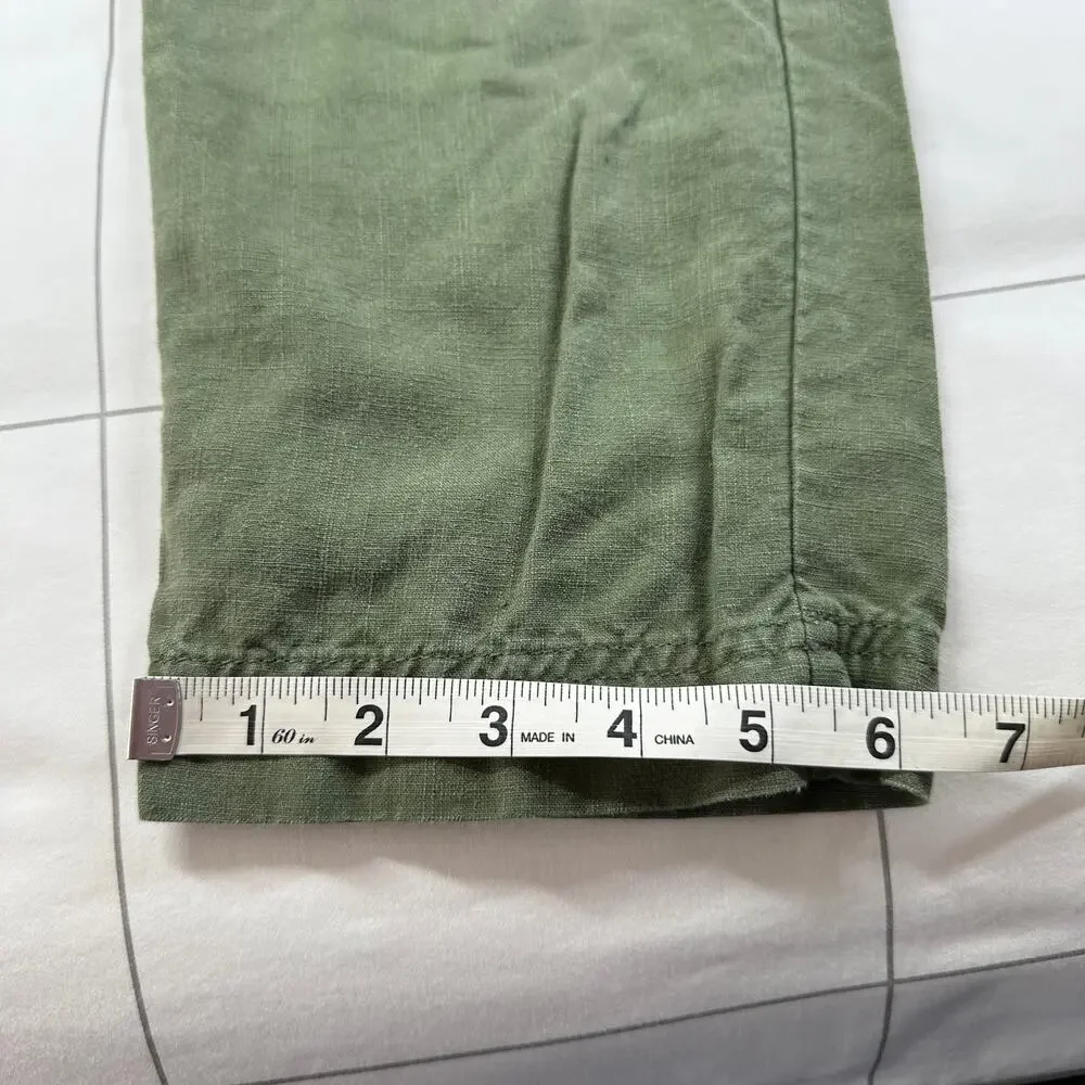J. Crew Pants Womens XS Tall Green Seaside Linen Blend Drawstring Casual Travel